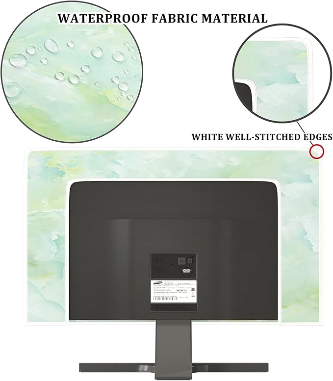 Baocicco Sage Green Marble Waterproof TV Dust Cover 55 Inch Anti-Static Dustproof Abstract Creative Desige Television Accessories TV LCD Screen Texture TV Decoration for Tablet