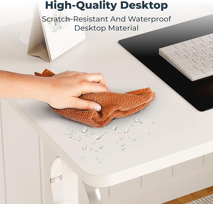 FitStand Adjustable Standing Desk, Large 79x31 Inches Standing Desk with Cable Management, Height Adjustable Home Office Computer Desk with Memory Preset& Cup Holder, White