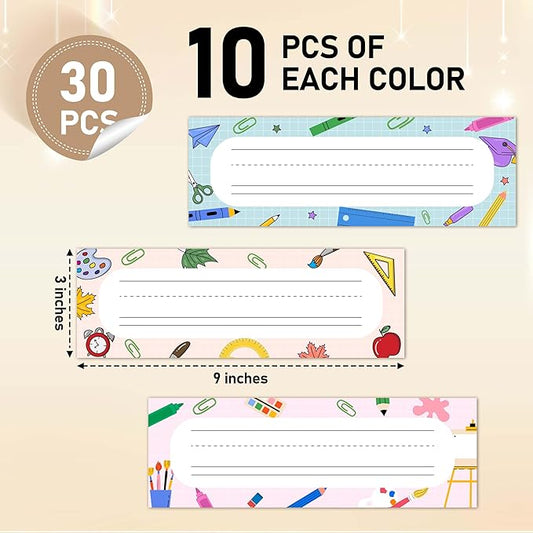 Name Tags for Classroom Cubbies, 30 Colorful Name Plates for Desks, Back to School Self Adhesive Name Tags Sticker for Teachers Elementary - A10