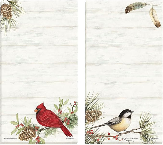 Current Cardinal Woodland Birds Magnetic Holiday Notepad Set – Set of 12 Memo Pads, 6 Designs, 30-Sheet Pads, 3½ x 6½ Inches, Shopping List, To-Do Notes, Printed in The USA