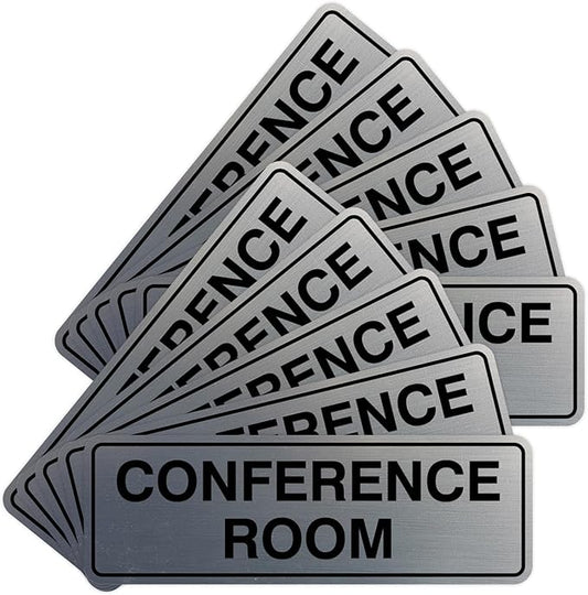 Standard Conference Room Sign - Silver - Large 10 Pack