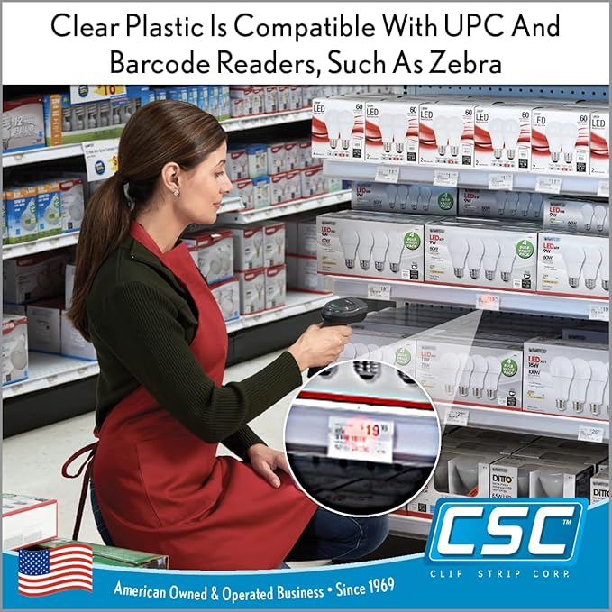 Clip Strip Corp. Price/Data Channel Label Holder Chips, Clear Plastic Tags, 4" L x 1.25" H, 7.5 Mil Thick, Gondola Shelf Edge, Reusable, Made for Point of Purchase Shelf Molding (500)