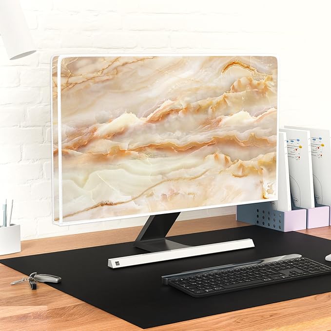 Baocicco Abstract Waterproof TV Screen Cover with Marble Design Aesthetic Television Covers for Xmas Decoration Anti-Static Dustproof Protective Cover for LED LCD OLED TVs 45, 46, 47, 48 Inch