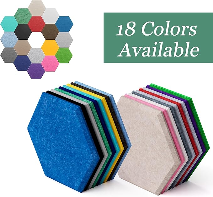 Hexagonal Acoustic Panels-12 Pack High-Density Sound Absorbing Panels 12"X10"X0.4" for Enhanced Noise Reduction, DIY Design, Idea for Studios, Offices, and Home Theaters(Cherry Red)