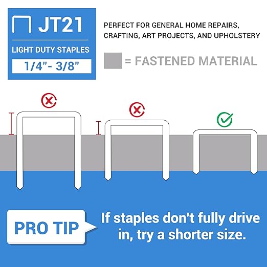 meite JT21 Staples, 1/4 Inch Galvanized Fine Wire Staples for Staple Gun - 7/16" Crown JT21 Staple Refill, Ideal for Upholstery, Crafts, Furniture (10 Packs)