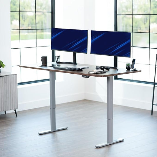 VIVO Electric 71 x 36 in Rustic Standing Desk, Memory Height Adjustment, 1B Series, Holds 220 lbs, Vintage Brown Top Gray Frame, DESK-KIT-1G7N-36
