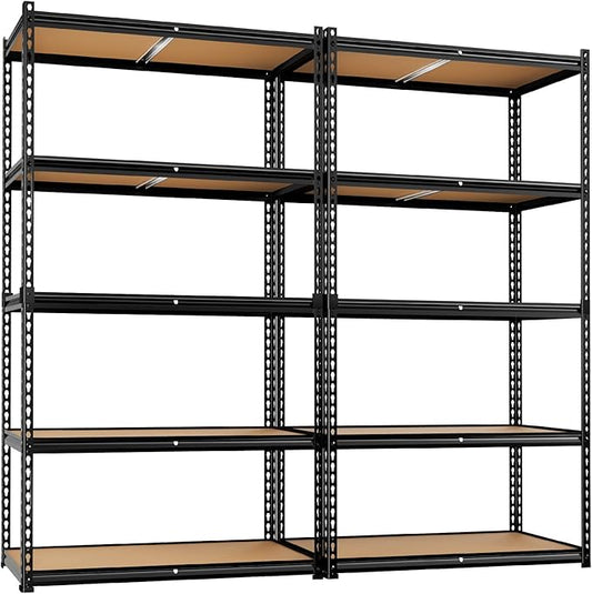 LEVELEVE 5-Tier Storage Shelving Unit, 2020 lbs Capacity, Heavy Duty Adjustable Metal Utility Shelf, 48" L x 18" W x 73" H for Garage, Kitchen, Pantry, Basement, Bathroom, Laundry, 2 Pack