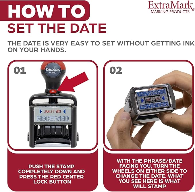Heavy Duty Style Office Date Stamp with E-MAILED - Self Inking Dater - Style C - Blue Ink Color