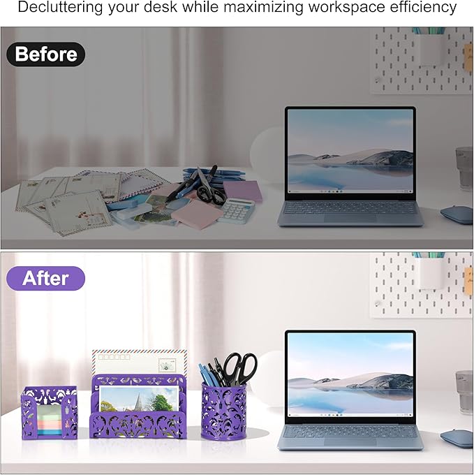 EasyPAG 3-Piece Desk Organizer Set — Purple
