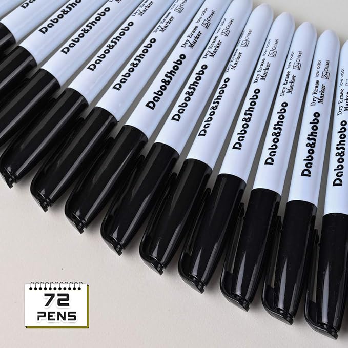 Dabo&Shobo Dry Erase Markers (Black, 80 Count)
