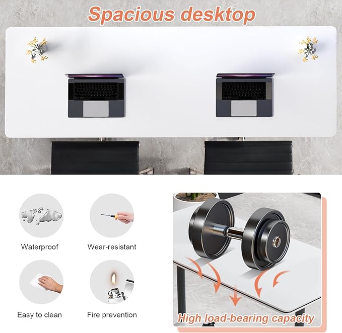 Conference Table Flip Top Mobile Conference Room Tables,Folding Conference Table with Wheels,Large Meeting Training Seminar Table Saving Space for Office Classroom(12A,55.1'')
