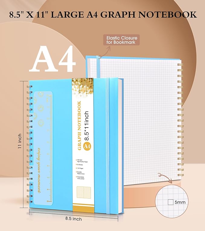 Graph Paper Notebook (Blue, A4)