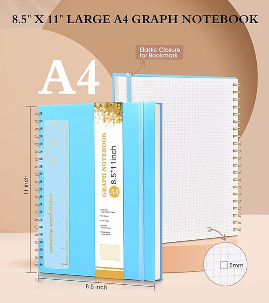Graph Paper Notebook (Blue, A4)