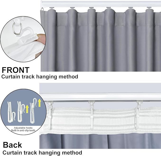 Cbsroro Room Divider Blackout Curtain Track Curtains Wall Dividers Panels Screen for Living Rooms Bedroom Office Privacy Partition Separation, W120 × L96 Inch,1 Panel, Light Grey