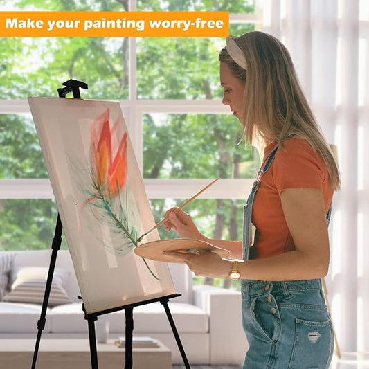 RRFTOK Easel Stand for Sign and Painting - Metal Tripod Adjustable Art Easels for Display Canvases Height from 17 to 66 Inch - Carry Bag for Table-Top/Floor Drawing and Displaying with Black