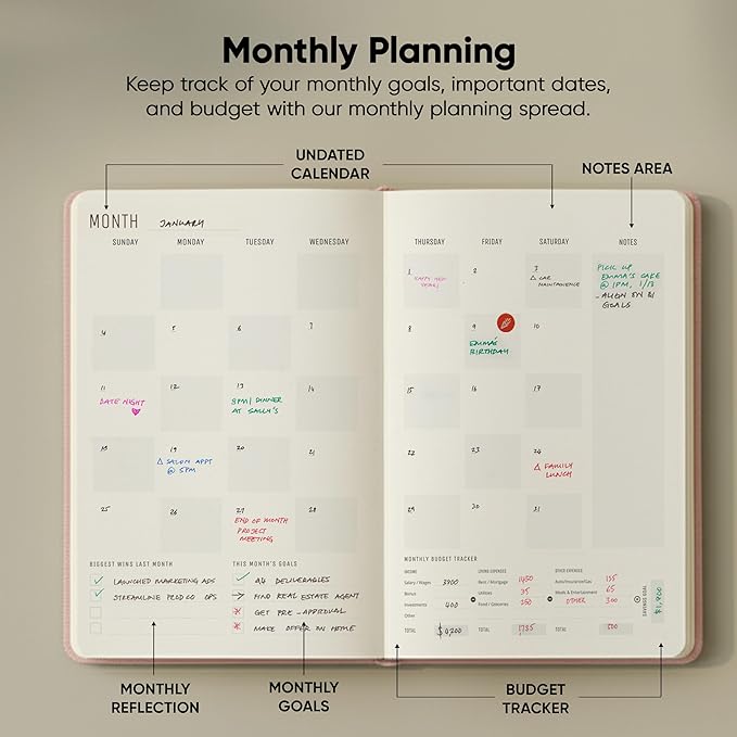 Productivity Store Pro Undated Planner — A5, Pink