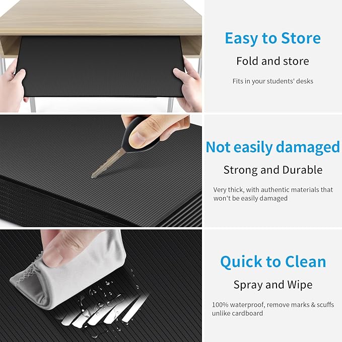 2 Pack Black Desk Dividers for Students, Privacy Shields Folder for Students, Durable & Waterproof Plastic Study Board, Classroom Teacher Supplies Test Divider, Includes Extra Labels
