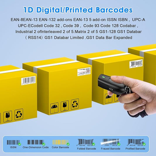 Mini Wireless Barcode Scanner,symcode Barcode Scanner Bluetooth&Wireless 2.4Ghz and USB All in one Bar Code Image Reader for Tablet iPhone iPad Android iOS PC POS