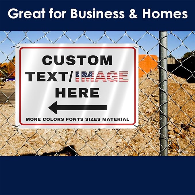Custom Sign Outdoor Metal Large, Left or Right Arrow, 36''x30'' Glow in the Dark/Reflective Option, Personalized Address Plaque, Customize for Business Logo, Office, Home, Yard
