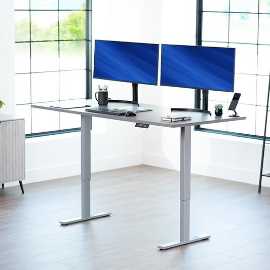VIVO Electric 71 x 36 in Standing Desk, Memory Height Adjustment, 1B Series, Holds 220 lbs, Dark Gray Top Gray Frame, DESK-KIT-1G7G-36