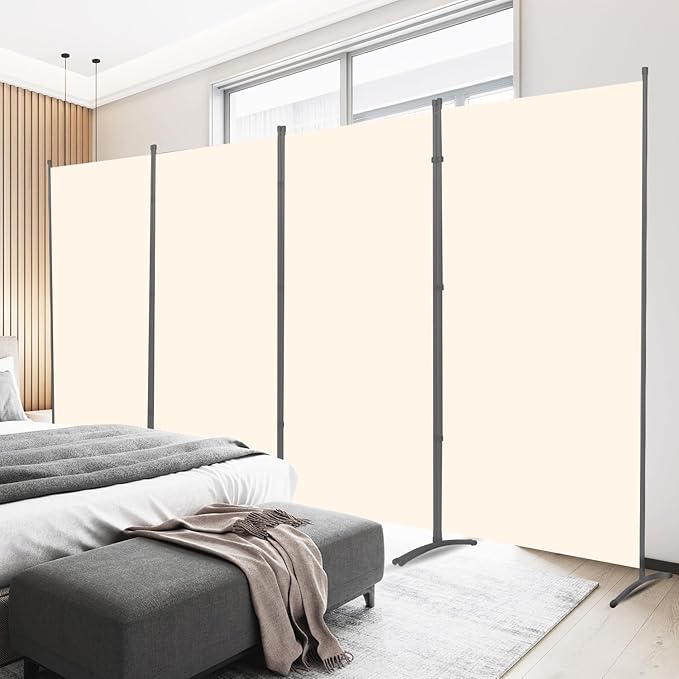 Room Divider 6FT Folding Privacy Screens, 4 Panel Partition Room Dividers w/Freestanding Design, Portable Wall Divider for Room Separtation, Fabric Screen Panel for Home Office Bedroom Dorm