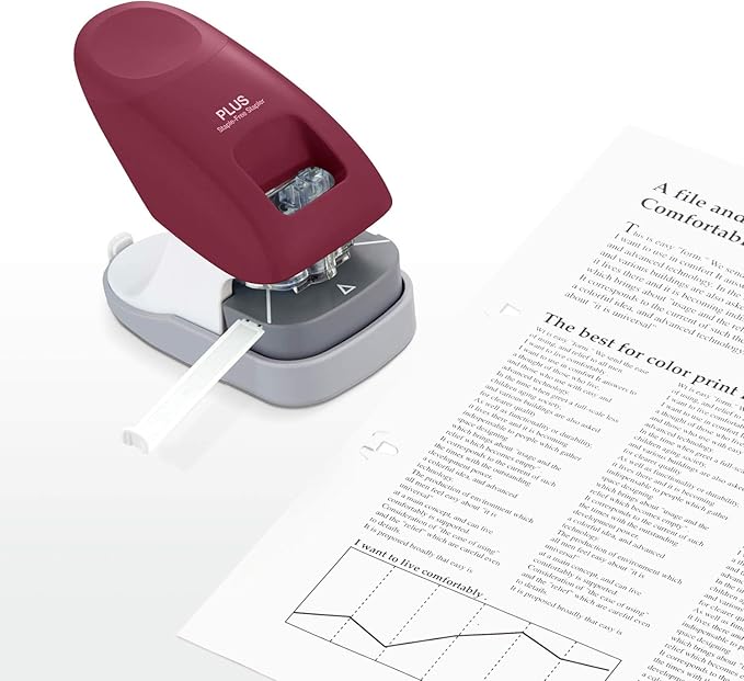 Plus Paper Clinch Desktop Staple-Free Stapler — Wine