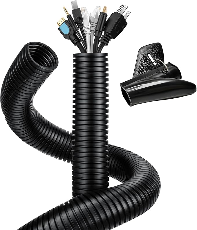 Wire Loom 5/8 inch 10ft, YCLYC Split Loom, Outdoor Cord Protector, Flexible Wire Conduit Automotive, Wire Protector Tubing, Black