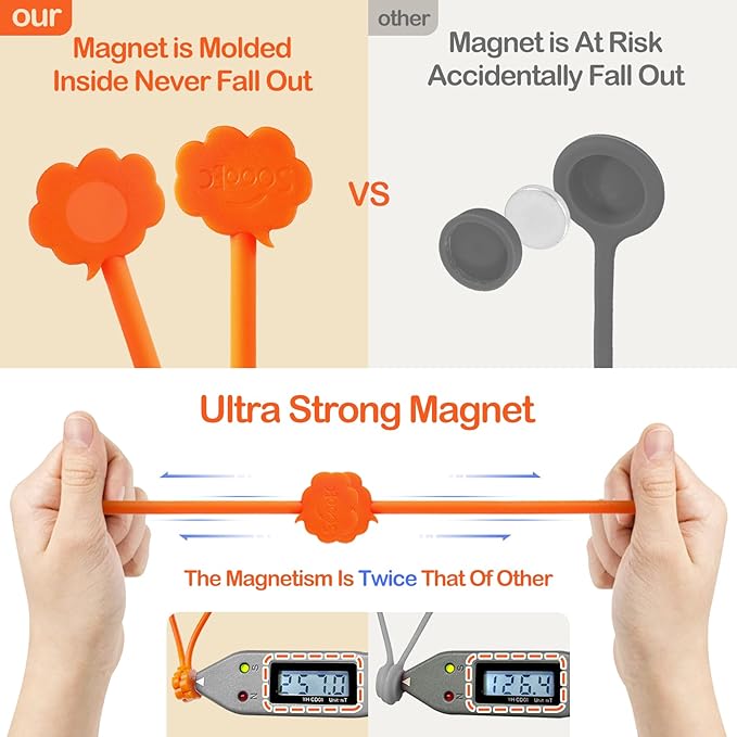 SOOOEC Magnetic Cable Ties, 8 Pack 7.2" Magnetic Twist ties Cute Cloud Design, Silicone Zip Ties with Strong Magnet for Bundling and Organizing, Fridge Magnets, Assorted Colors.