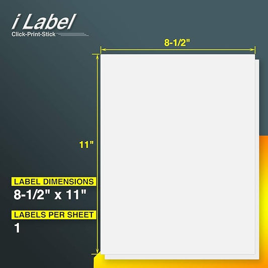 8.5" x 11" Full Sheet Label Sticker Paper for Laser...