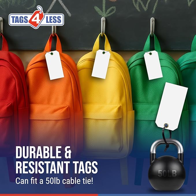 Tags 4 Less 15 Mil Waterproof Plastic Tags, Pack of 100 – 3” x 6” Heavy Duty Plastic Tags for Labeling, Outdoor Tagging, Equipment Labeling, Luggage, Valves & More (Dark Green)