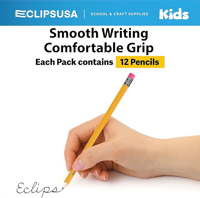 E-CLIPS USA Pencils Bulk Pencils #2 (24 Boxes) Number 2 pencil Pre-Sharpened Pencil Bulk School Supplies Bulk Office Supplies Bulk Box May Vary 12 Pencil Per Box (24 Boxes)