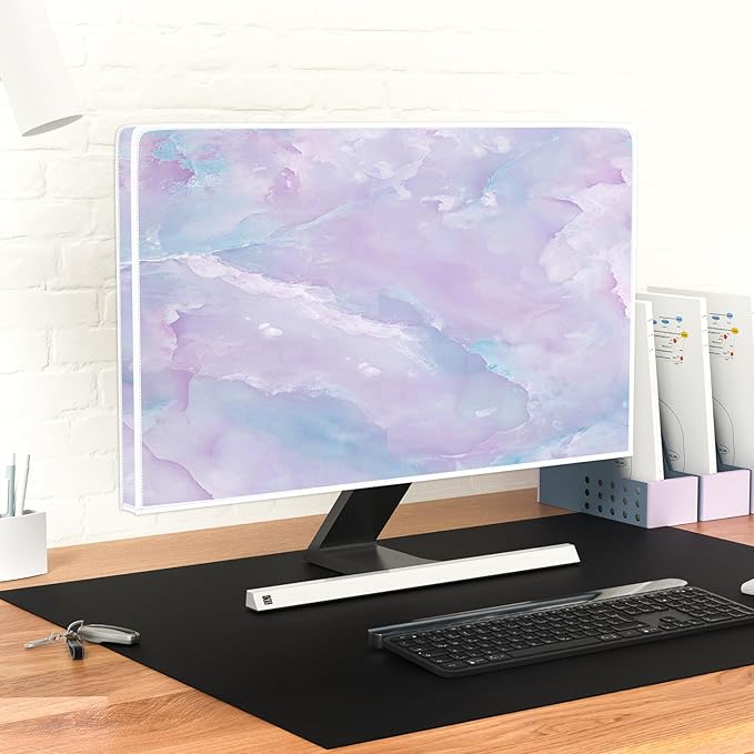 Baocicco Violet Marble Waterproof 22, 23, 24, 25 Inch Anti-Static Dustproof LCD/LED/HD Abstract Creative Desige Monitor Accessories Laptop TV LCD Screen Texture Monitor Decoration for Tablet