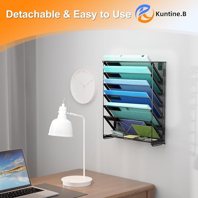 Kuntine.B Wall File Organizer — 7-Tier, Black