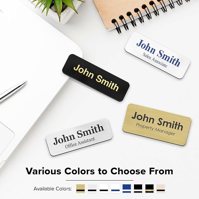 Custom Engraved Name Tags, Magnetic Tags, Personalized Name Tags, 1.5 x 3 Inches, Durable Engravable Impact Acrylic Material, Made in the USA by My Sign Center (Classic Rectangle)
