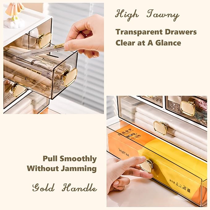 OSteed Spacious Desktop Storage Box, 1 Large Storage Drawer, Stackable Office Desk Drawer Organizer and Accessories, Printer Paper Organizer, Yellow Plastic Drawers for Workspace & Home