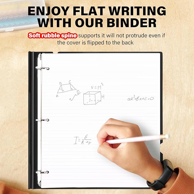 MAKHISTORY 1 Inch Telescoping 3 Ring Binder-12PCS, Flexible Binder with Customized Front Cover, Holds 225 Sheets, School Office Supplies, 4 Colors