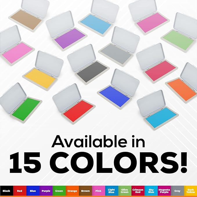 2 Pack Metal Case Stamp Pad Medium Size, Red Color - Size: 3" x 4" - Choose from 15 Ink Colors