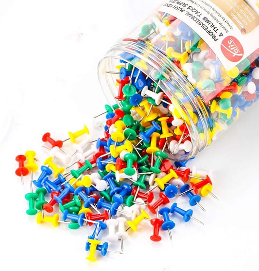 Yalis Push Pins 600 Count, Standard Multicolored Thumb Tacks Steel Point and Colors Plastic Head