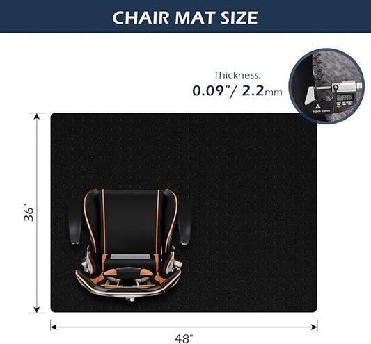 SALLOUS Chair Mat for Carpet, 48" x 36" Office Chair Mat for Carpeted Floors, Heavy Duty Vinyl Floor Mat with Grips, Carpeted Floor Protector Computer Desk Mat for Home Office (Black)