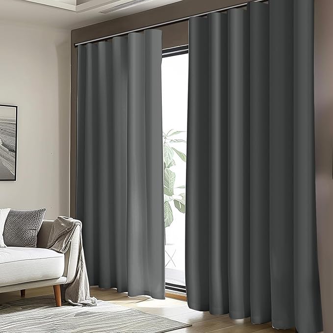 Cbsroro Room Divider Blackout Curtain Track Curtains Wall Dividers Panels Screen for Living Rooms Bedroom Office Privacy Partition Separation, W100 × L96 Inch,1 Panel, Grey