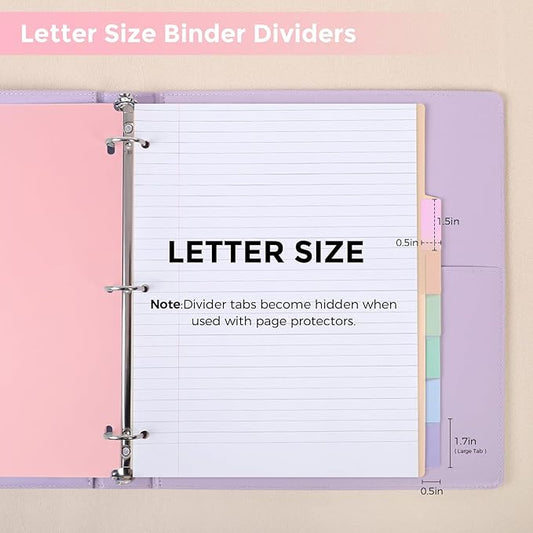 SKYDUE Durable Plastic 8-Tab Dividers, 3sets, Big Tab Dividers for 3 Ring Binder, Write&Erase 3 Ring Binder Dividers with Tabs,with Sticker Labels, Pink
