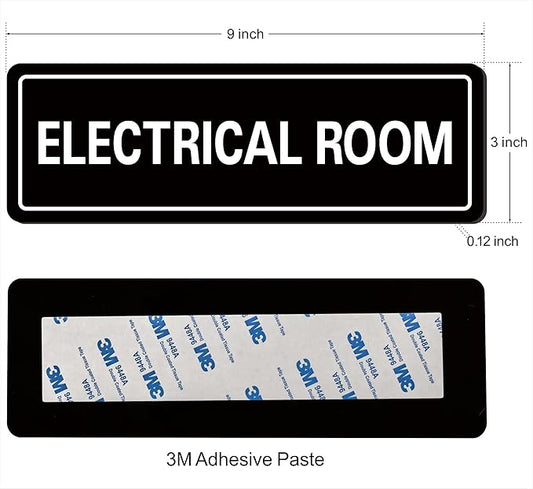 Electrical Room Sign - Premium Durable Acrylic Material, Ultra-strong Self-adhesive, Quick Installation, Suitable for Your Home and Business (9×3 Inches Black).