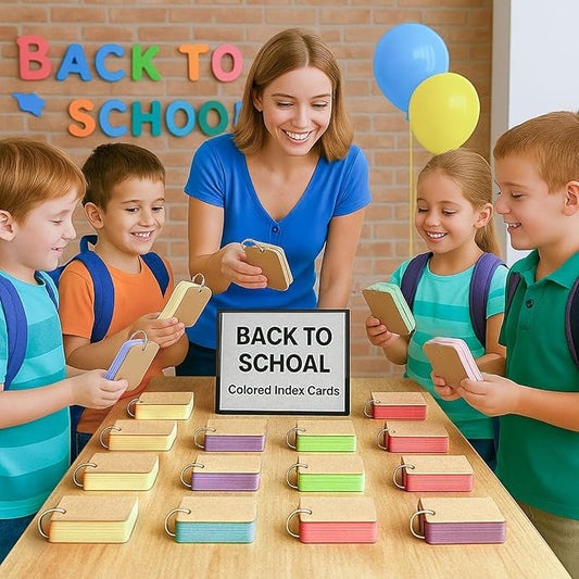 Koogel 300PCS Flash Cards with Key Ring, Colored Index Cards for School, 2.2 x 3.5 Inch, Small Portable Notecard for Studying Nursing Classroom Office Home Note Taking To Do List Essentials, 6 Colors