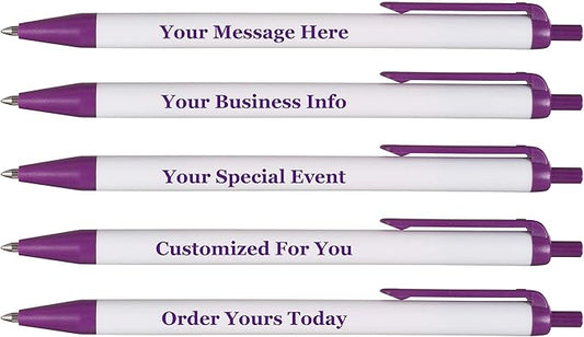 RevMark Personalized Ballpoint Pen, Custom Printed Name, Business or Event Information, Timeless Advertising, USA Made Pens, Promotional Marketing, Smooth Black Ink, Bulk Pack (Purple,250 Ct)