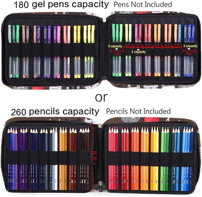 qianshan Pencil Case — Holds 260 Pencils or 180 Gel Pens, Zipper