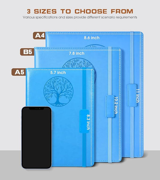 Biuwory Lined Journal Notebook for Women Men,256 Pages A4 Large Hardcover Leather Journals for Writing,Travel,Business,Work,School,College Ruled Notebooks for Note Taking, Diary Notepad 8.6"×11"