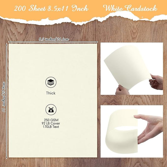 Fainne 200 Sheets 8.5 x 11 Inches Card stock Thick Paper Heavyweight Card Stock Printer Paper 250 GSM 92 lb Cover 170 lb Text for Invitations Menus Crafts DIY Projects(Cream)