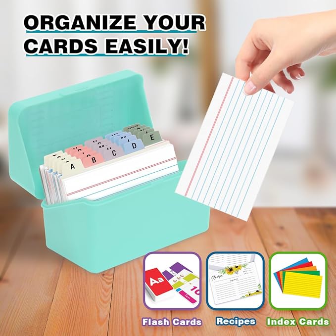 H4D 3x5 Index Card Holder with 100 Heavyweight Ruled Index... (Mint, 3x5)