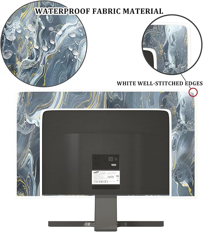 Baocicco Gray Gold Marble Waterproof 50, 51, 52 Inch TV Dust Cover Anti-Static Dustproof Protective Aesthetic Texture Screen TV Covers Full Body Cover for Television Screen Desktop PC LED LCD OLED