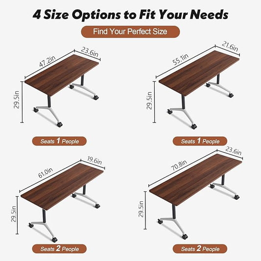 Goakwwuz Conference Room Table, Folding Conference Tables,Thicken Grey Tabletop,Flip Top Wooden Seminar Meeting Room Table for Conference Room Offices (10, Walnut, 70.8”)